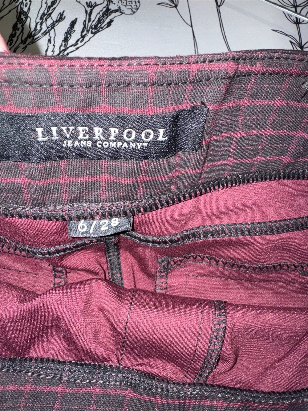 Liverpool Jeans Company Brick Red and Black Plaid Pencil Skirt - Picture 8 of 9